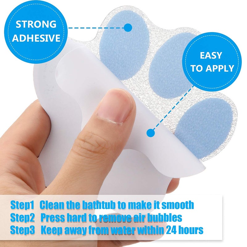 Mudder 20 Pieces Non-slip Bathtub Stickers Adhesive Paw Print Bath Treads Non Slip Traction to Tubs Bathtub Stickers Adhesive Decals Anti-slip Appliques for Bath Tub Showers, Pools, Boats, Stairs (Blue) - Image 2